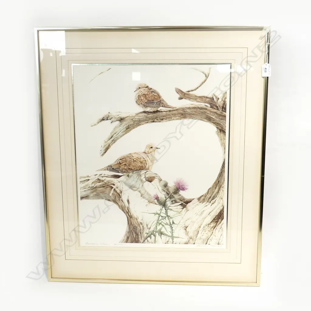 MERRILYN JAQUIERY PRINT “BARBARY DOVES” 188/250 730x620mm Image 1++