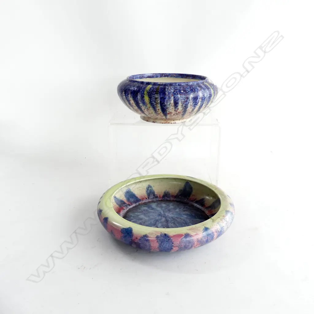 2 ART DECO PERIOD POTTERY BOWLS, EMPIRE WARE &  OTHER D. 230MM, D. 210MM Image 1++