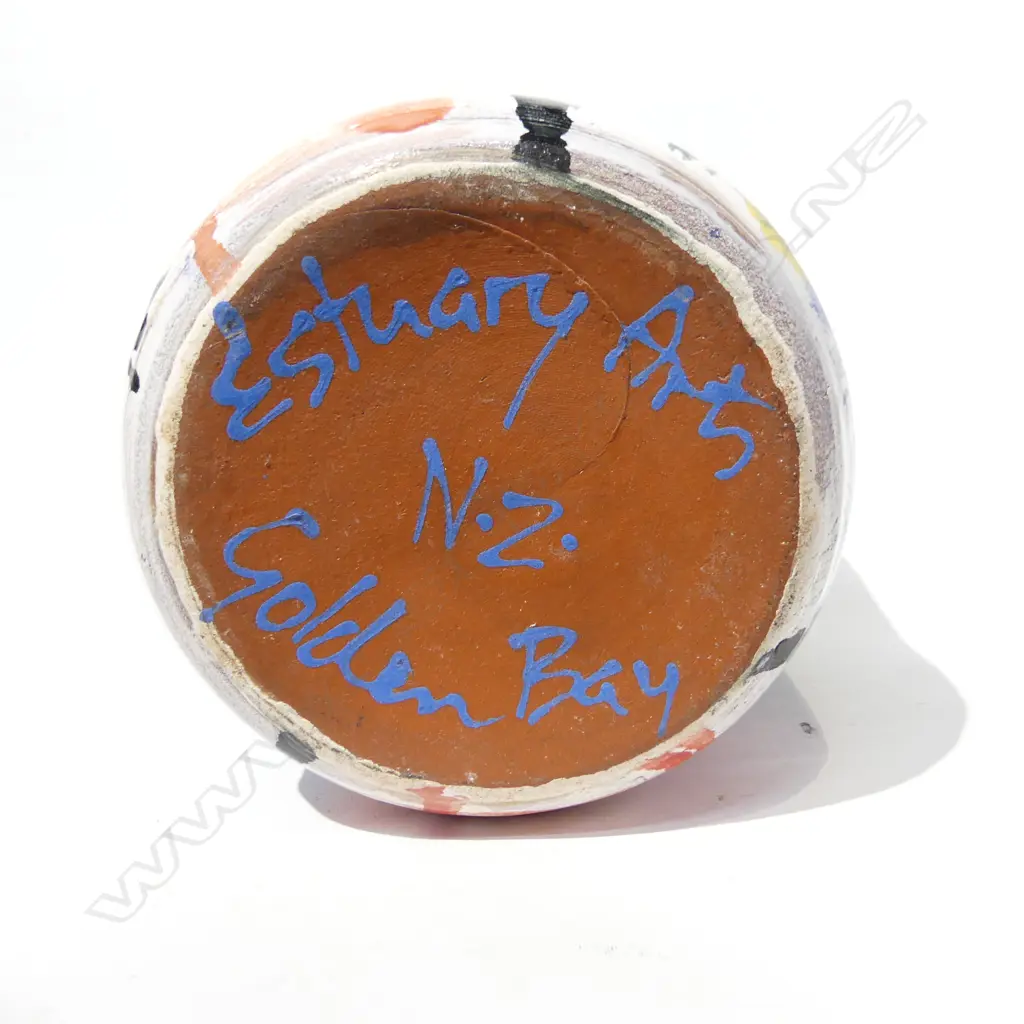 STUDIO POTTERY VASE BY ESTUARY ARTS GOLDEN BAY; 2 FACES H.300mm Image 1++