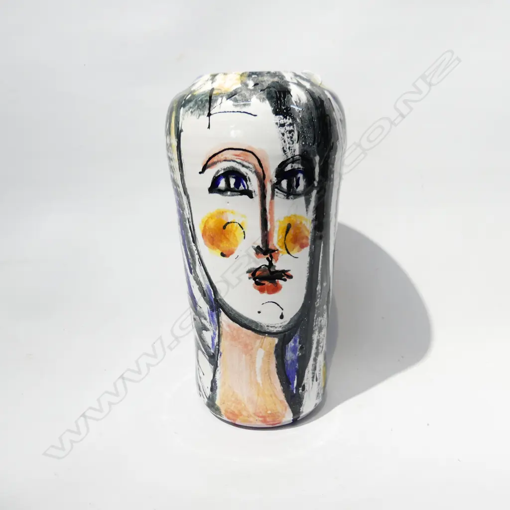 STUDIO POTTERY VASE BY ESTUARY ARTS GOLDEN BAY; 2 FACES H.300mm Image 1++