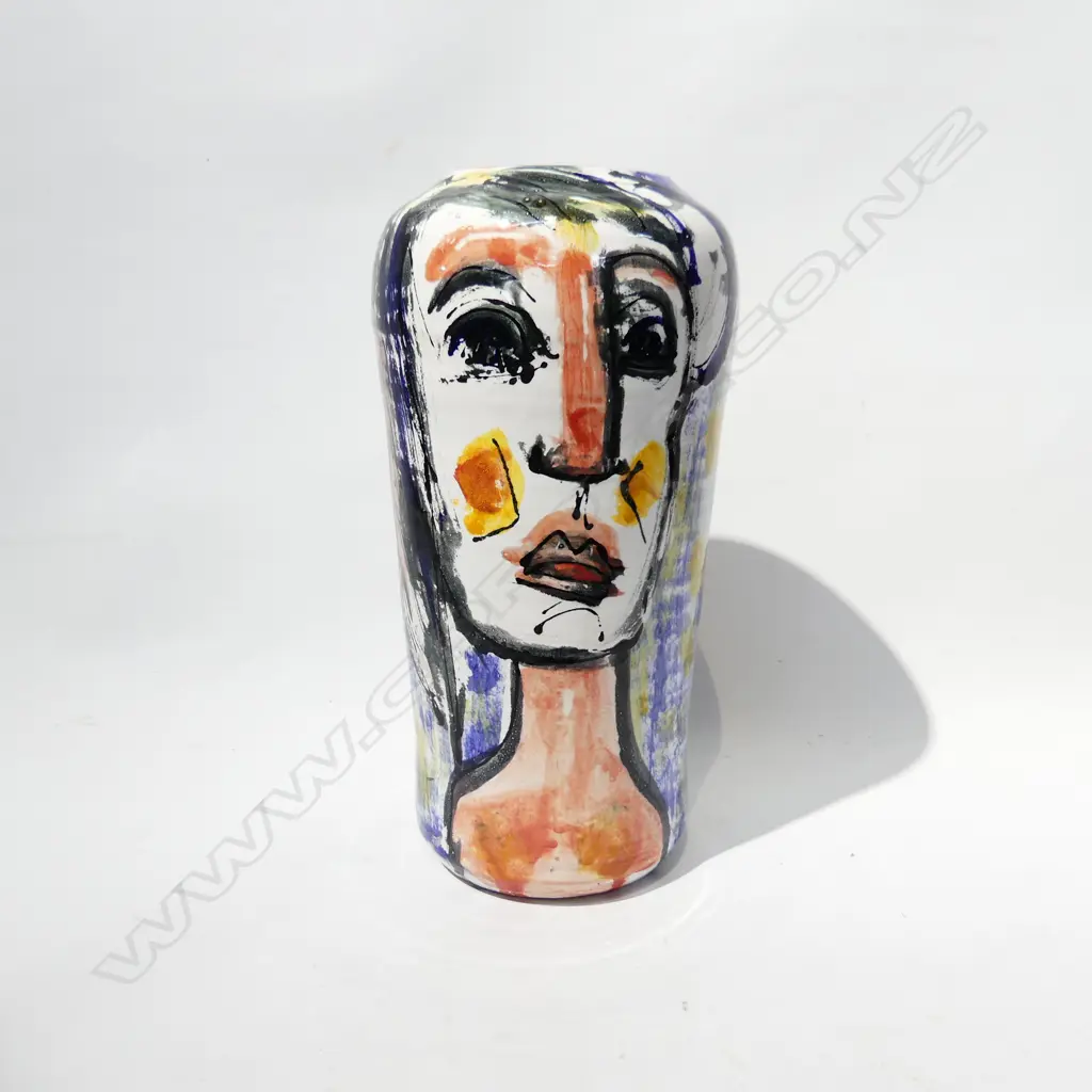 STUDIO POTTERY VASE BY ESTUARY ARTS GOLDEN BAY; 2 FACES H.300mm Image 1++