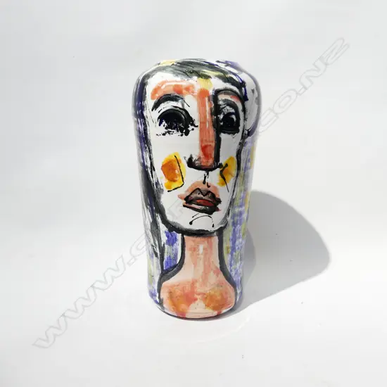 STUDIO POTTERY VASE BY ESTUARY ARTS GOLDEN BAY; 2 FACES H.300mm