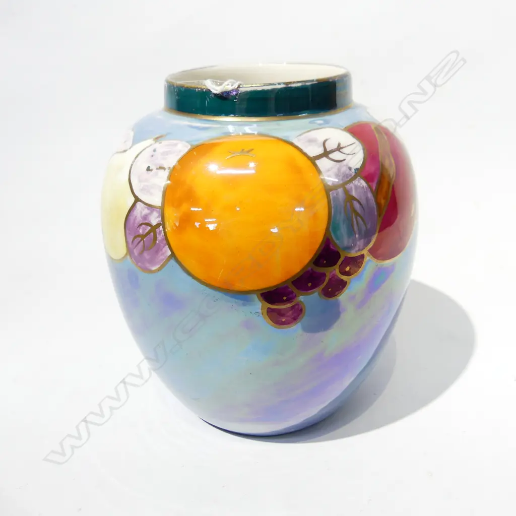 CROWN DUCAL BLUE LUSTRE VASE WITH FRUITS H. 160MM Image 1++