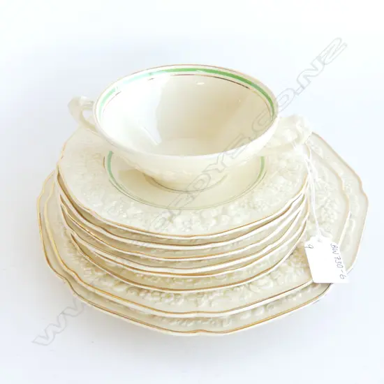 9 PCS CROWN DUCAL FLORENTINE PCS; PLATES