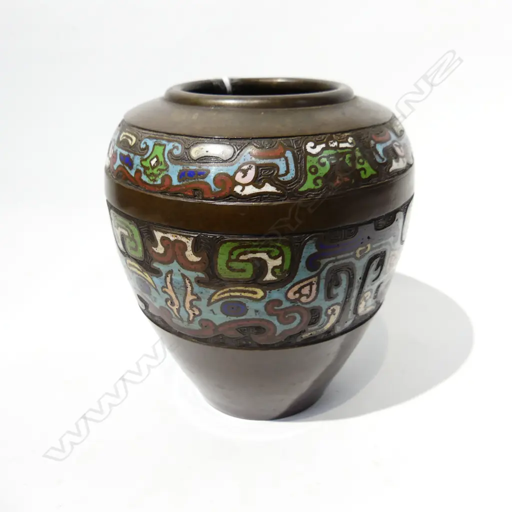 JAPANESE BRONZE CLOISONNE VASE H. 155MM Image 1++