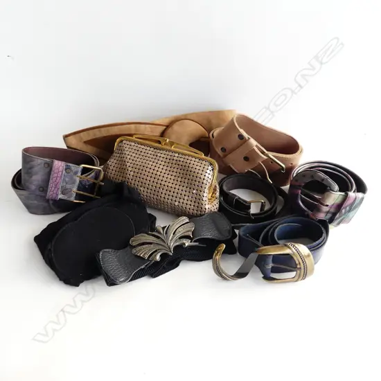 6 VINTAGE LADIES LEATHER & OTHER BELTS + OROTON? BAG 