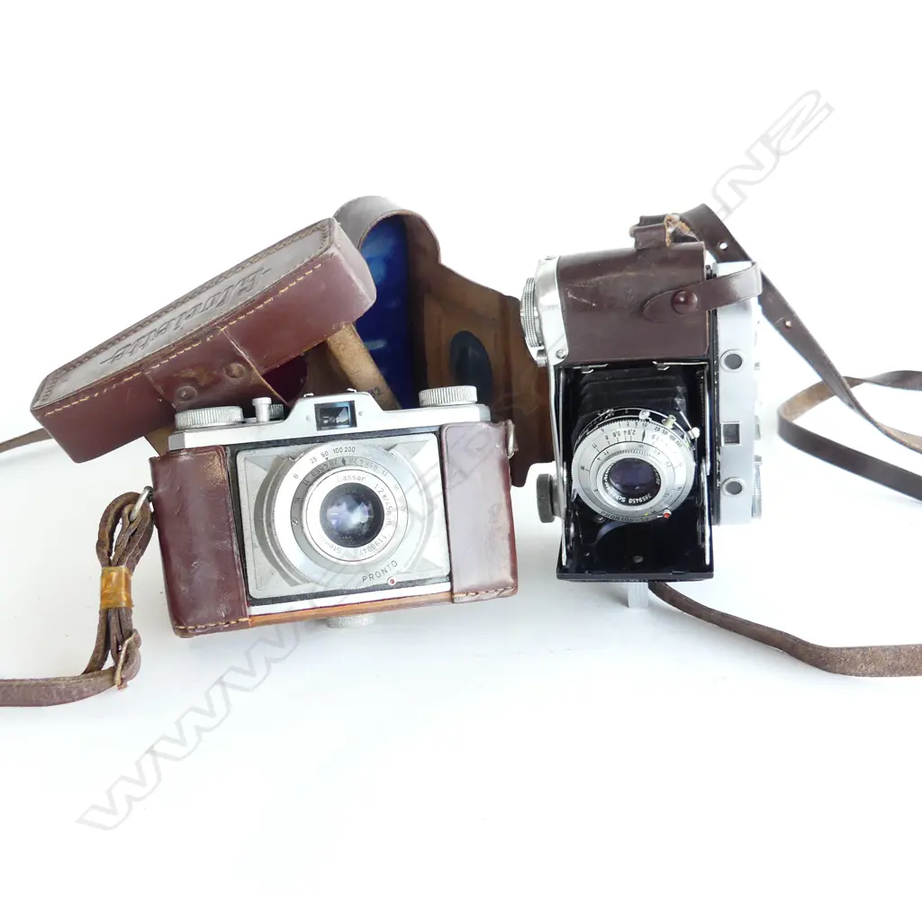 2 VINTAGE GERMAN CAMERAS IN LEATHER CASE BY BRAUN NUMBERG & BALDA Image 1++