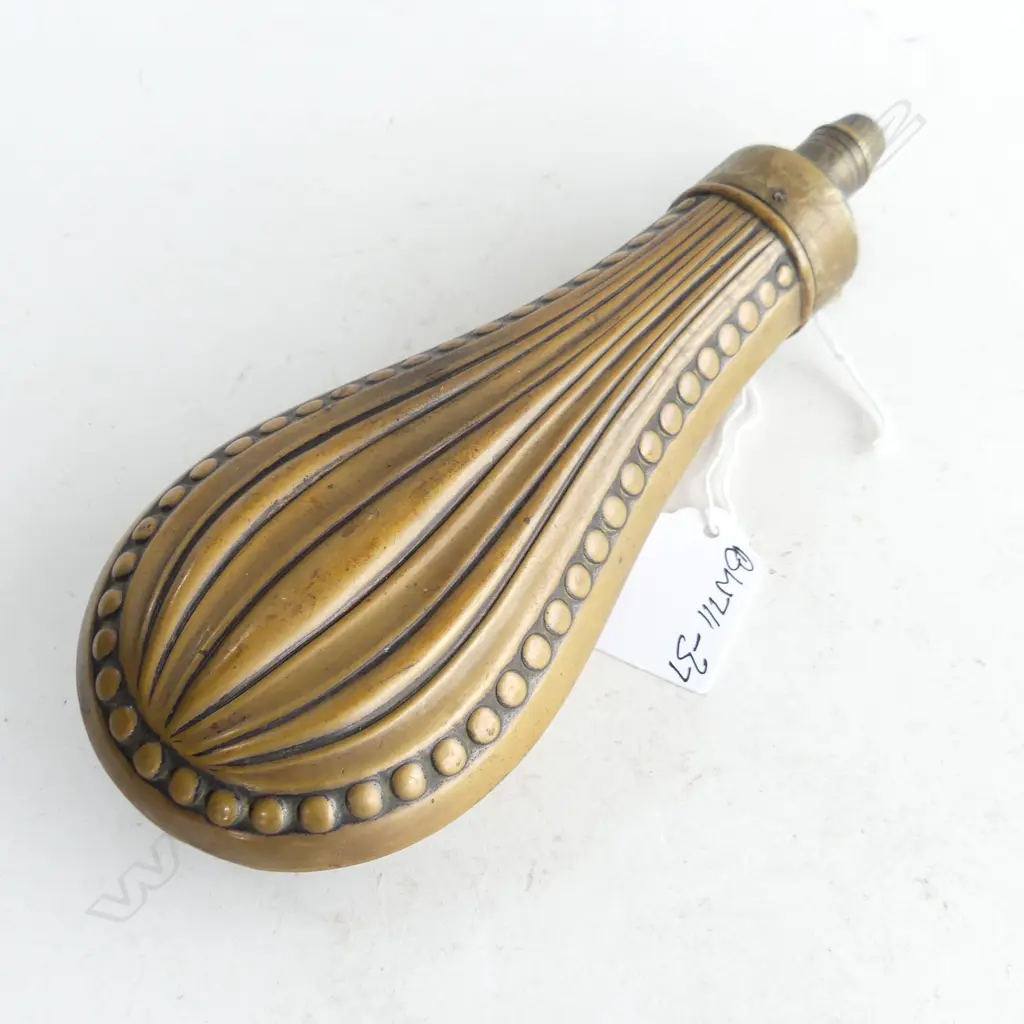 ANTIQUE COPPER & BRASS POWDER FLASK Image 1++