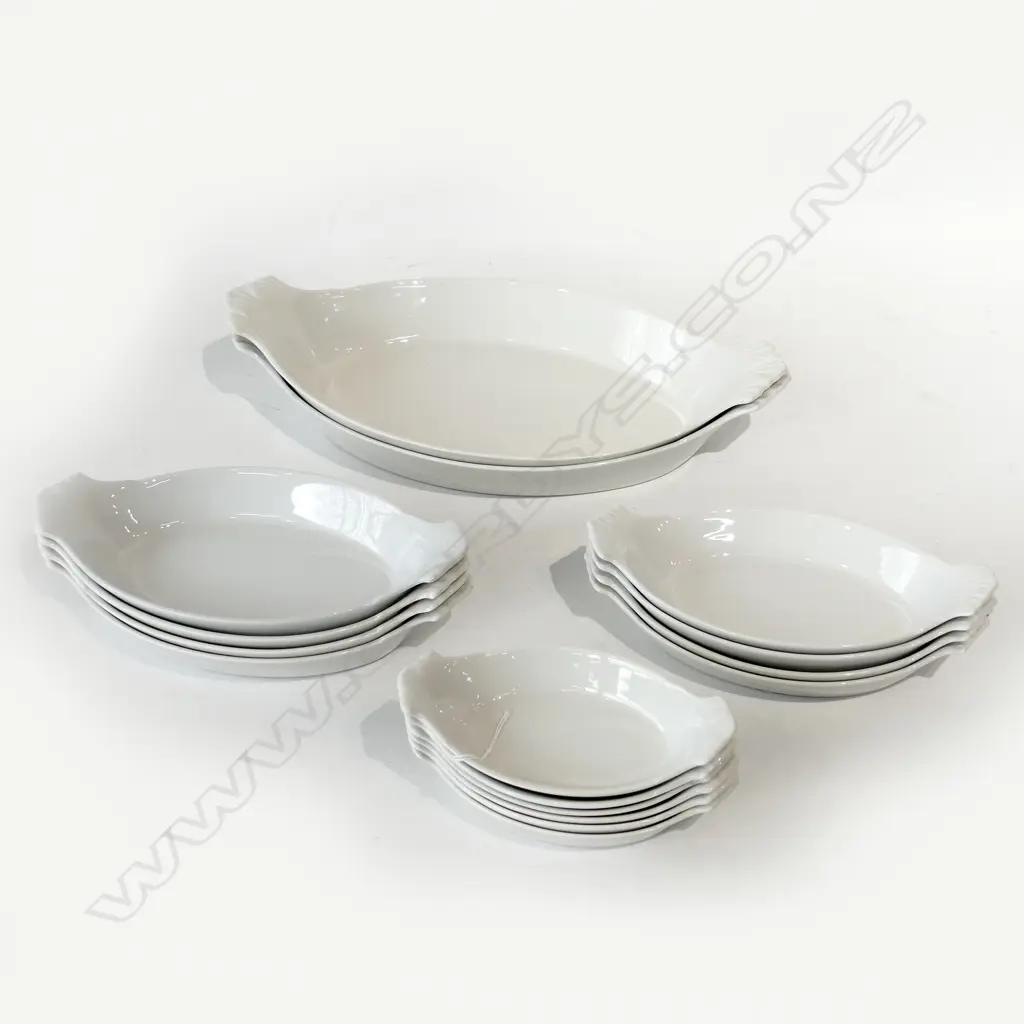16 WHITE OVAL DISHES; APLICO FRANCE L.375mm Image 1++