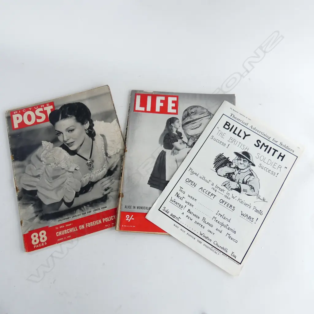 POSTER FROM “The Bystander” Billy Smith “The British Soldier” AND 2 'LIFE' MAGS 1947 & 1939 Image 1++