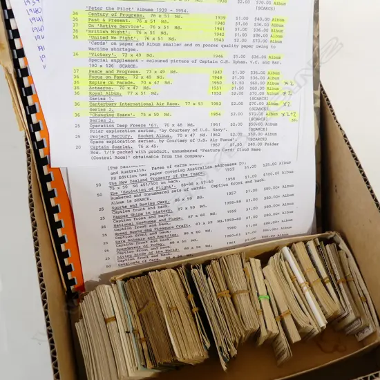 ASST. VINTAGE NZ TRADE CARDS; 19 'PETER THE PILOT' ALBUMS 1936-1954, CATALOGUE + WWII NEWSPAPERS