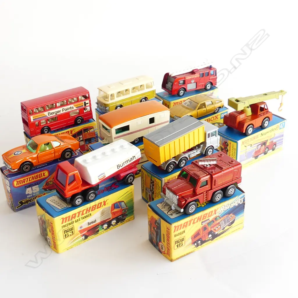 10 MATCHBOX 'SUPERFAST' MODEL VEHICLES, ALL BOXED L.80mm Image 1++