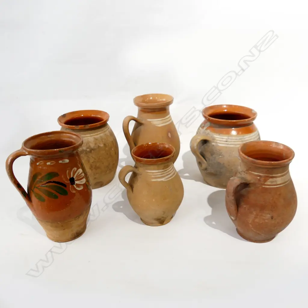 6 OLD TERRACOTTA JUGS, LARGEST H. 220MM   A/F Image 1++