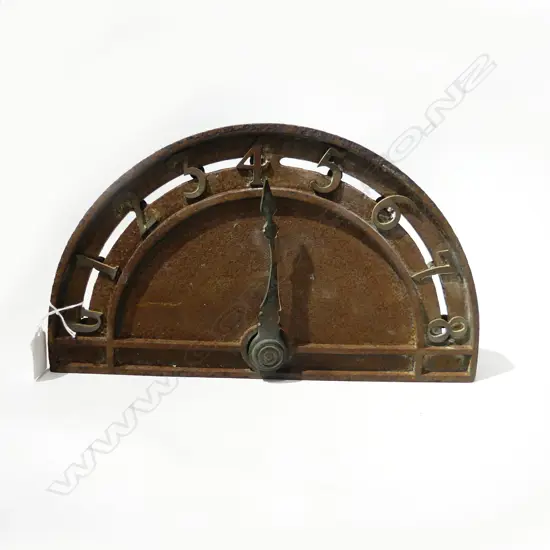 VINTAGE CAST IRON ARCH DIAL - RUSTED. FLOORS G - 8. L 325 H. 190MM - EX WELLINGTON