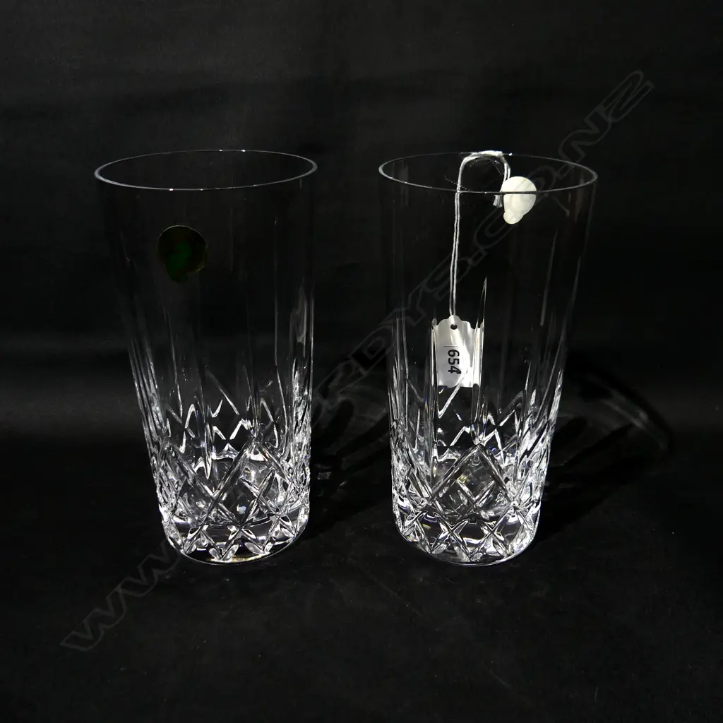 PR WATERFORD CRYSTAL 'LISMORE' HIGHBALL GIN GLASSES H. 160MM - IN ORIGINAL BOX Image 1++