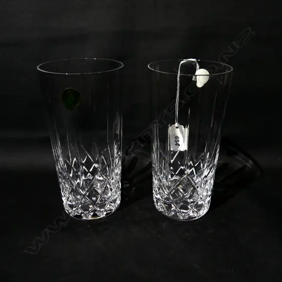 PR WATERFORD CRYSTAL 'LISMORE' HIGHBALL GIN GLASSES H. 160MM - IN ORIGINAL BOX