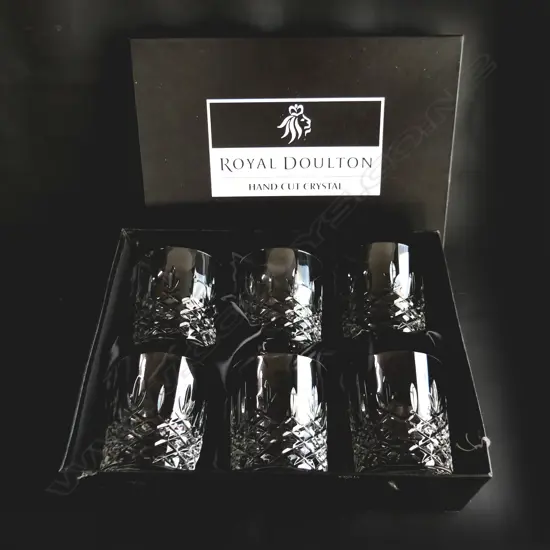 BOXED SET OF 6 ROYAL DOULTON CRYSTAL TUMBLERS
