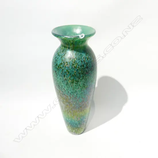 GREEN FAVRILE ART GLASS VASE H.265mm
