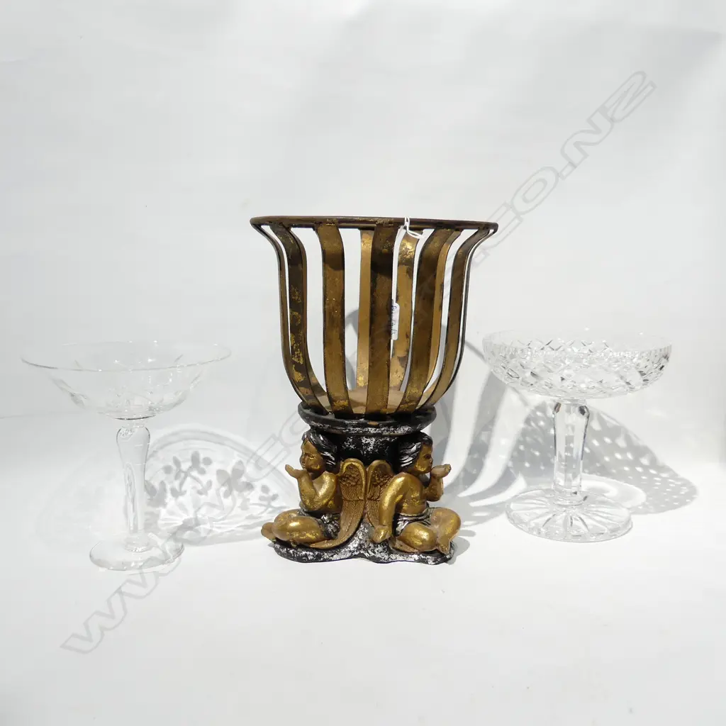 PR CRYSTAL COMPORTS chip H.195mm + GILDED CANDLE HOLDER H.310mm Image 1++