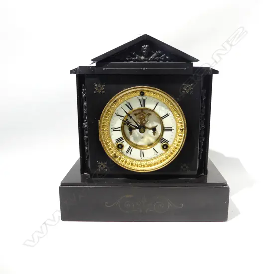 BLACK SLATE ANSONIA MANTLE CLOCK H.280mm