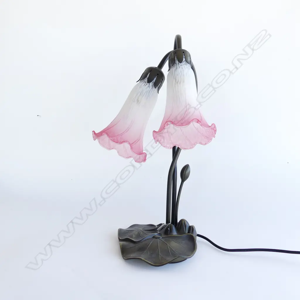 LILY LAMP w. 2 PINK SHADES H.410mm Image 1++