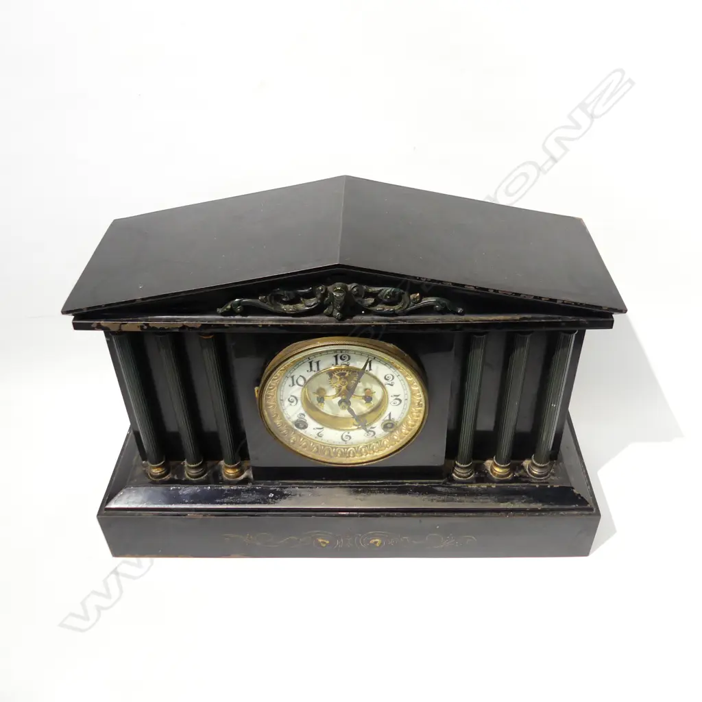 VINTAGE ANSONIA CLOCK WITH ARCHITECURAL CASE & COLUMNS L. 420 H. 295MM Image 1++