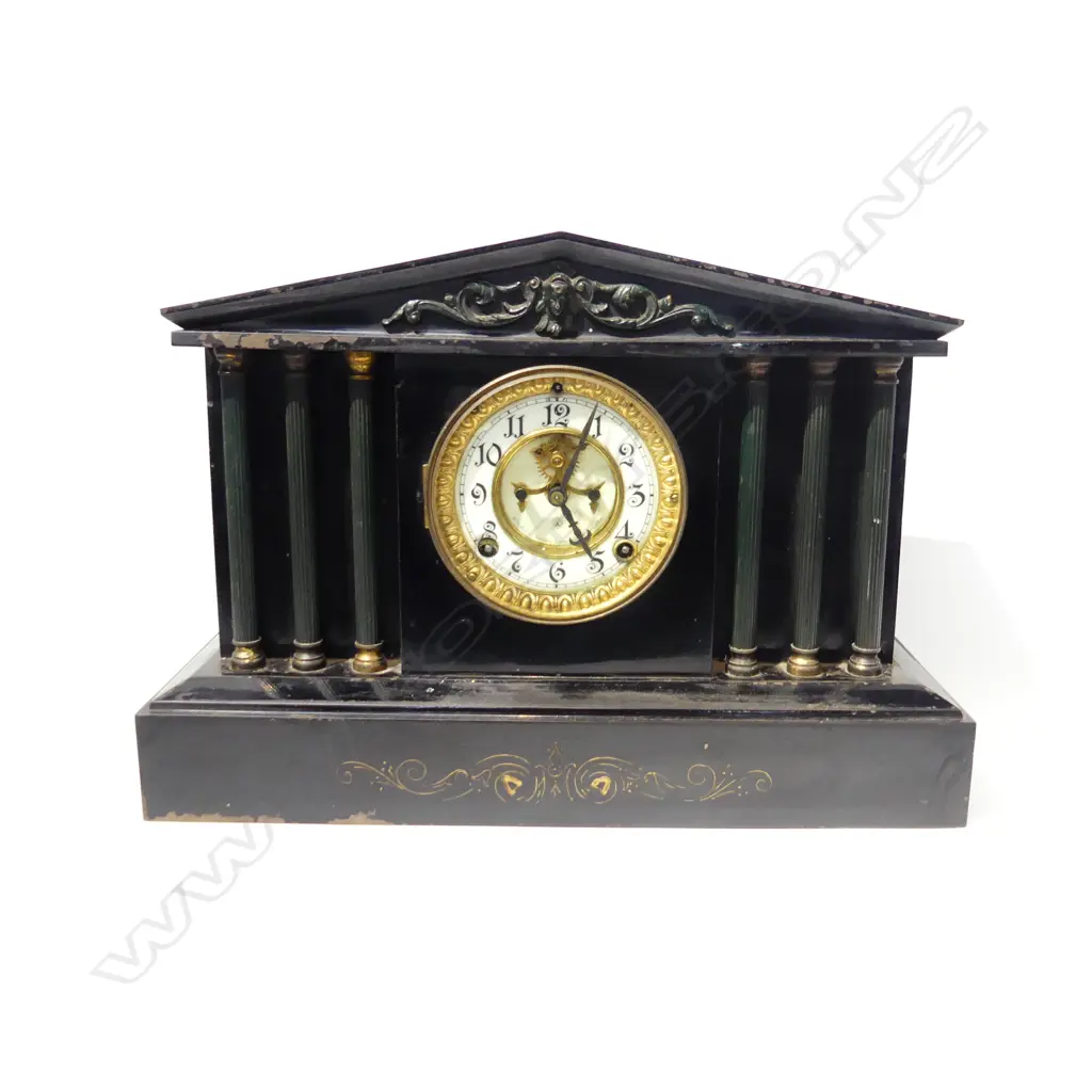 VINTAGE ANSONIA CLOCK WITH ARCHITECURAL CASE & COLUMNS L. 420 H. 295MM Image 1++