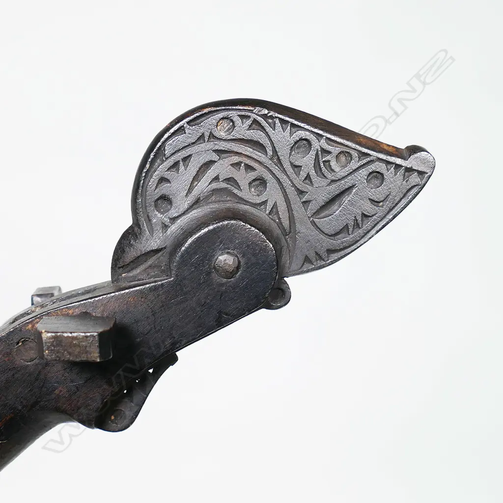 AFRICAN ENDONGO WOODEN GOURD HARP-LUTE (L. 520mm) & 2-STRING CARVED HANDLED LUTE, L.680mm Image 1++