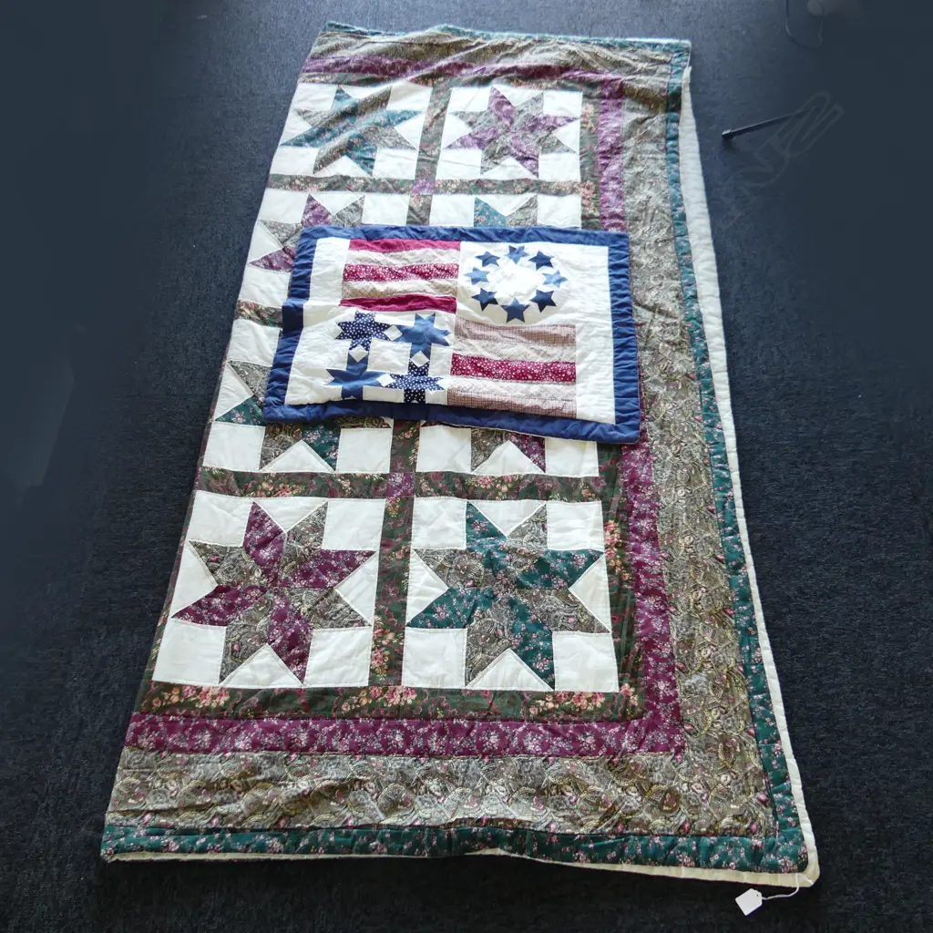 STITCHED QUILTED BED COVER + PILLOW COVER Image 1++