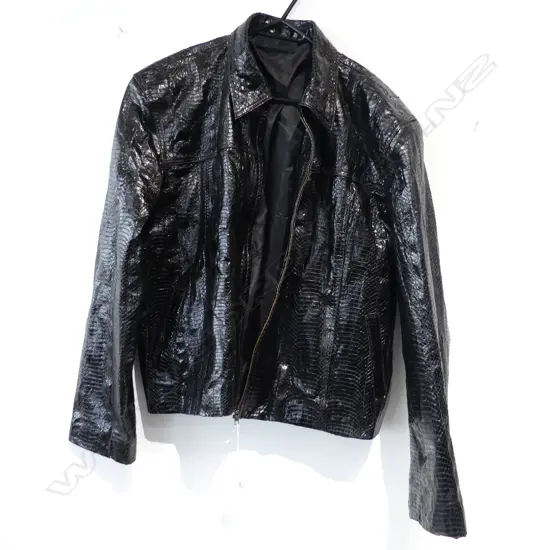 MENS CUSTOM GENUINE BLACK SNAKE SKIN JACKET SIZE 44 INDONESIA
