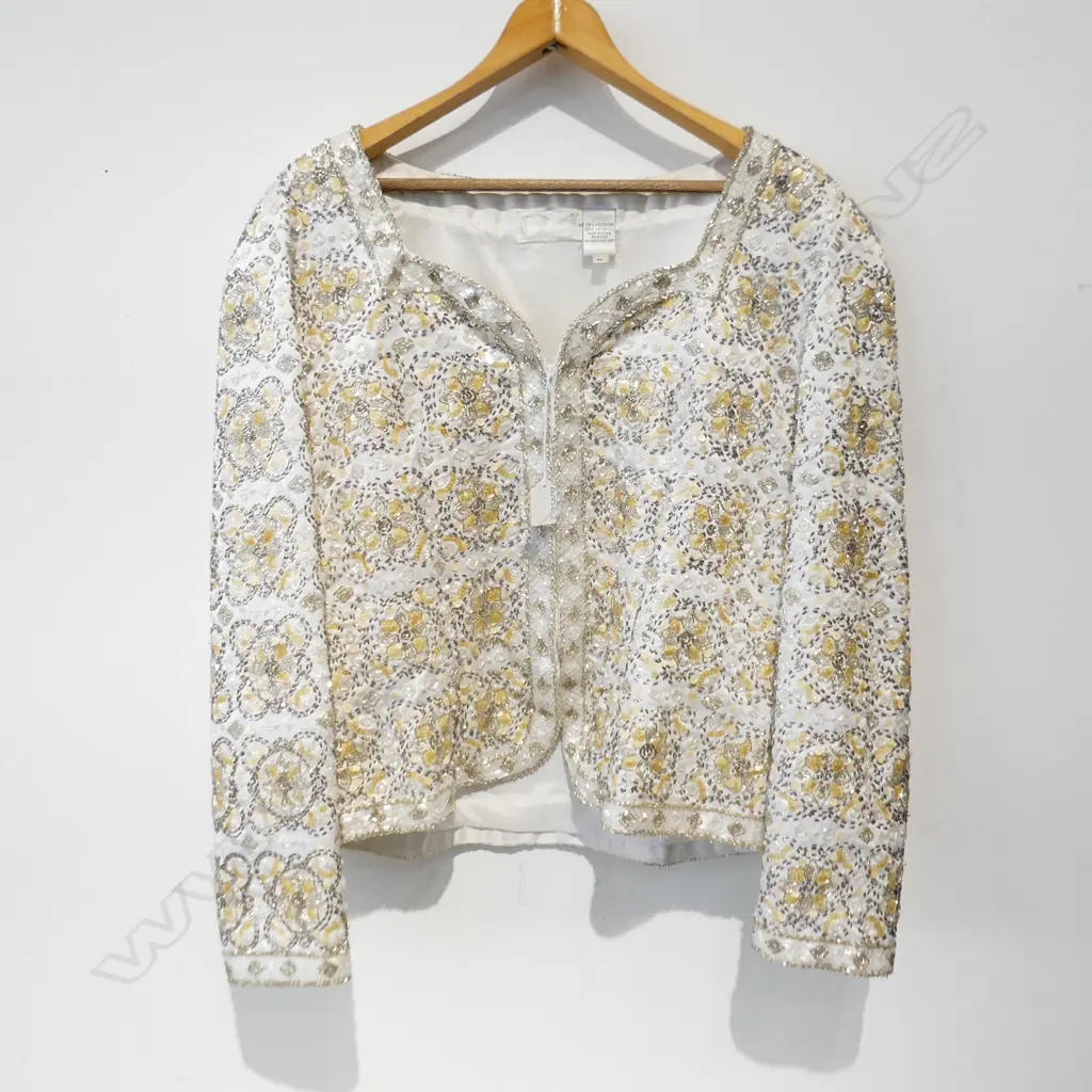 CREAM BEADED EVENING JACKET (EX LARGE) Image 1++