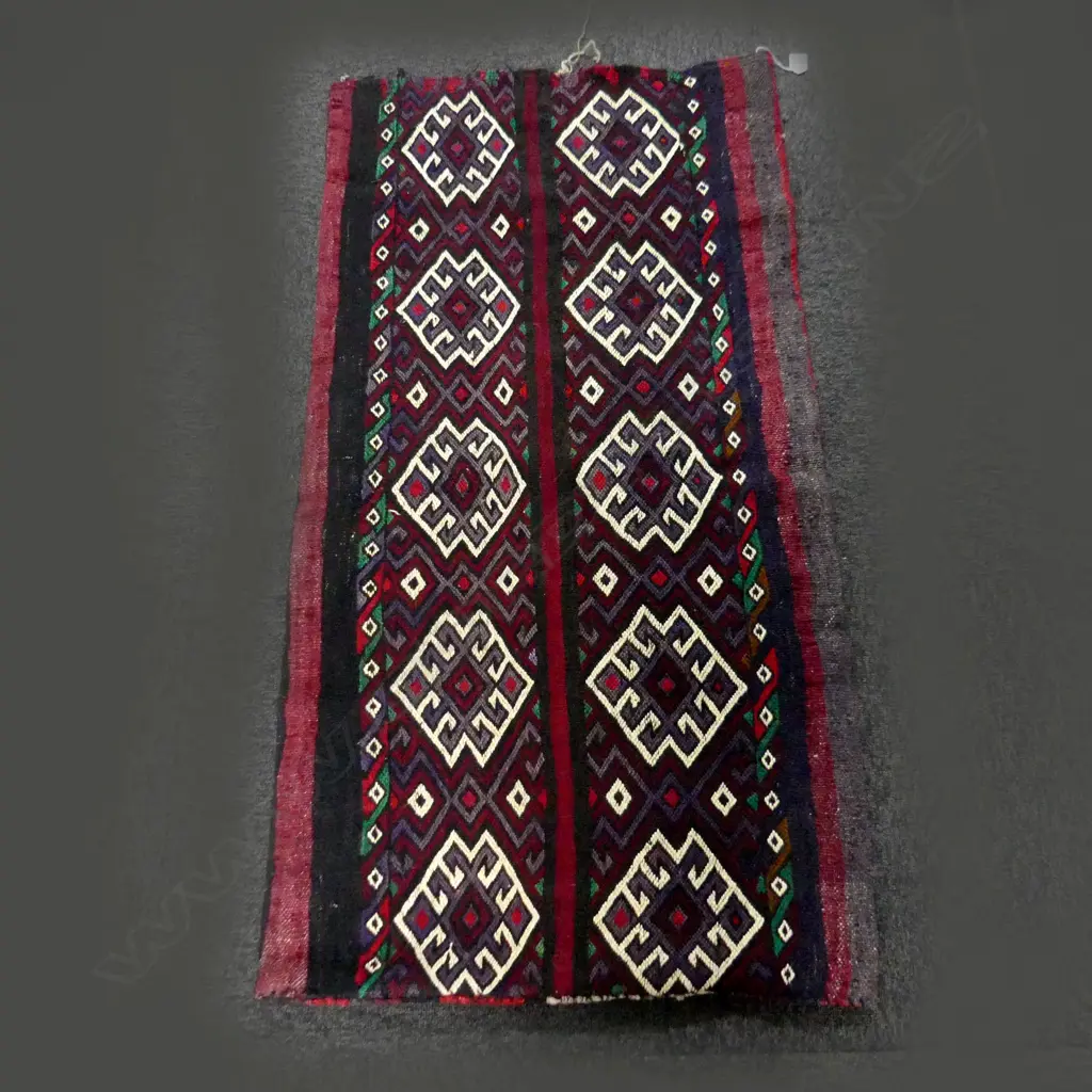 OLD PERSIAN KELIM COVERED GRAIN BAG GEOMETRIC 120 x 640mm Image 1++