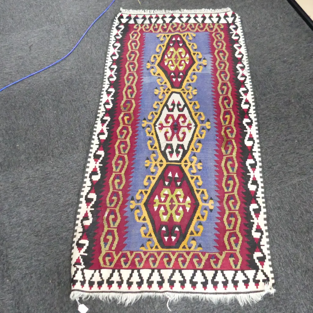 KELIM RUG GEOMETRIC 1700 x 840mm ALL WOOL Image 1++