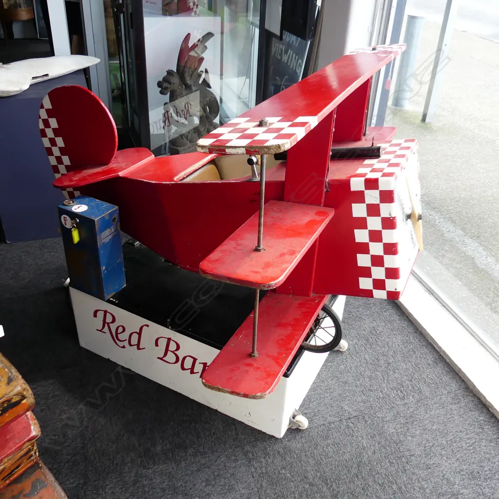 RED BARRON CHILDS COIN OPERATED RIDE-ON TOY 1220x1400x1160mm Image 1++