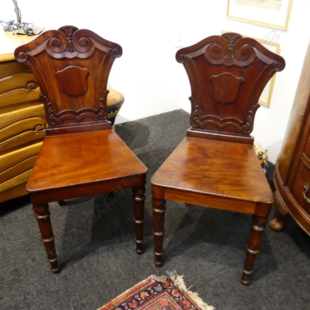 PR ANTIQUE MAHOGANY HALL CHAIRS Image 1++