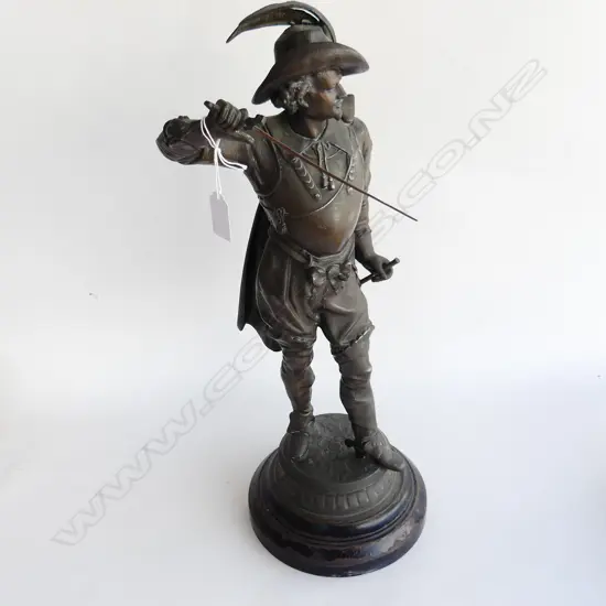 SPELTER CAVALIER SOLIDER FIGURE H.520mm
