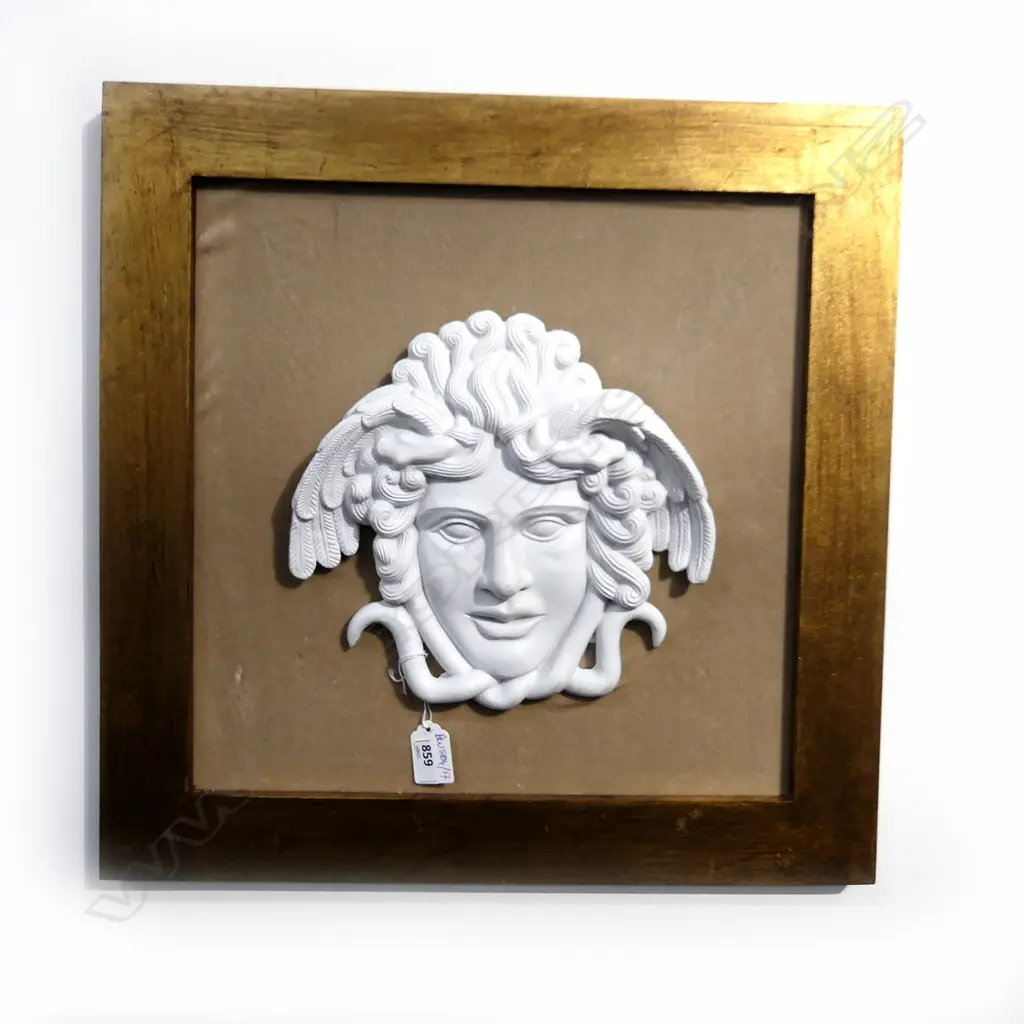 PLASTER MEDUSA WALL ART - GILT FRAME 450x450mm overall Image 1++