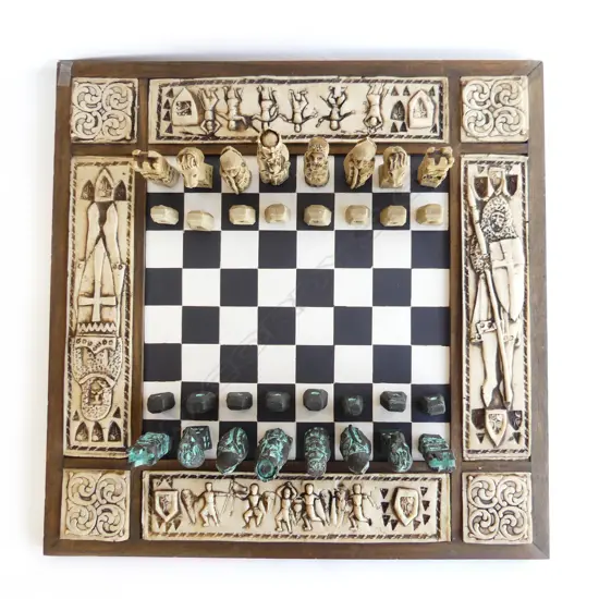 LG CHESS SET BASED ON LEWIS PIECES - RESIN & MARBLE 630x630mm H.95mm