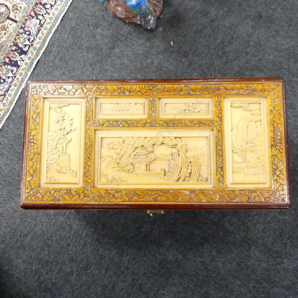 SMALL CARVED ORIENTAL CAMPHOR CHEST 690x360x360mm Image 1++