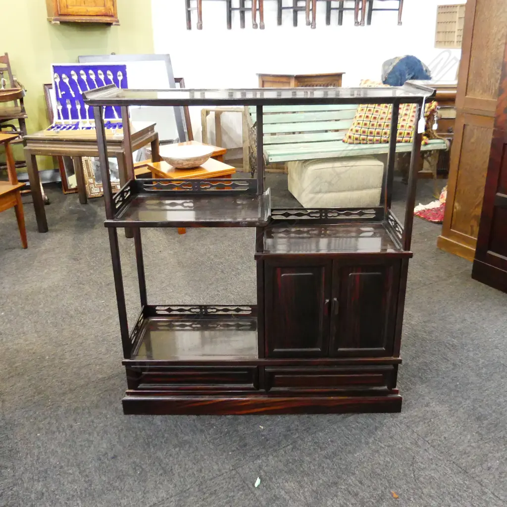 QUALITY JAPANESE HARDWOOD DISPLAY CABINET 3 shelves pr drs + pr drws Image 1++