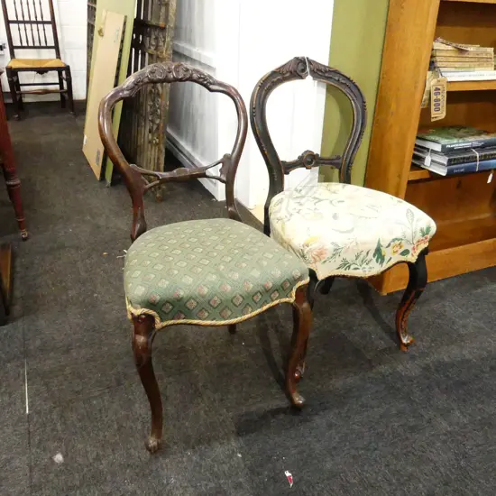 2 VICTORIAN BALLOON BACK CHAIRS