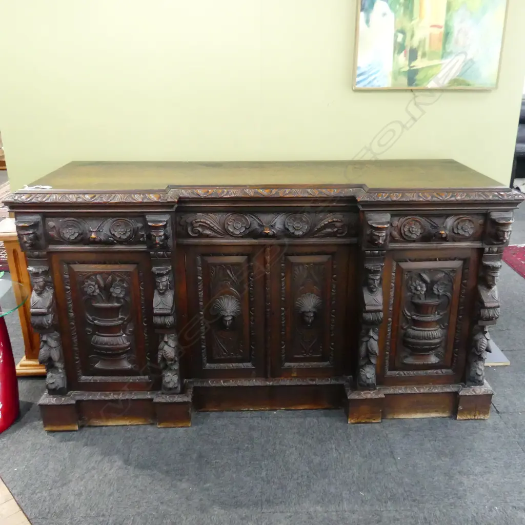 LATE 19thC CARVED OAK SIDEBOARD 1840x700x990mm Image 1++