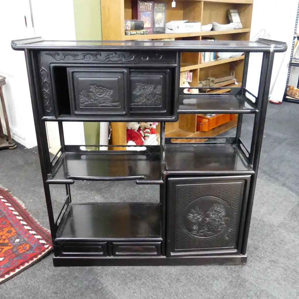 JAPANESE QUALITY HARDWOOD DISPLAY CABINET 3 DRS + 3 DRWS 1070 x 335 x 1110mm Image 1++