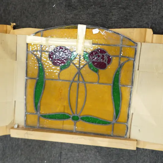 LEADLIGHT PANEL OF ROSES. H680 x 680 LEAD FIXING COME AWAY