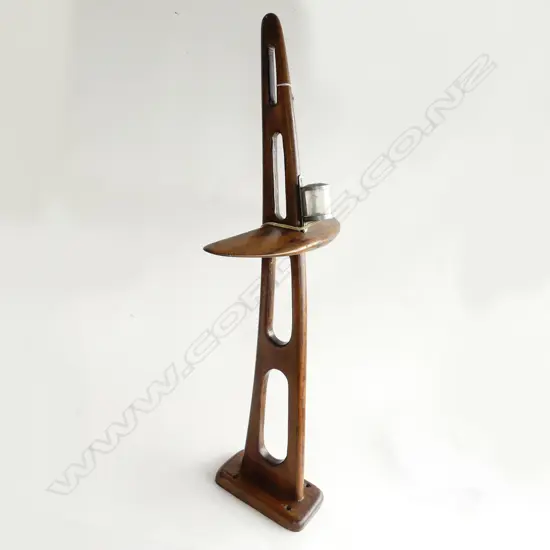 VINTAGE TEAK LAUNCH MAST HEAD SPRIT. H.870mm
