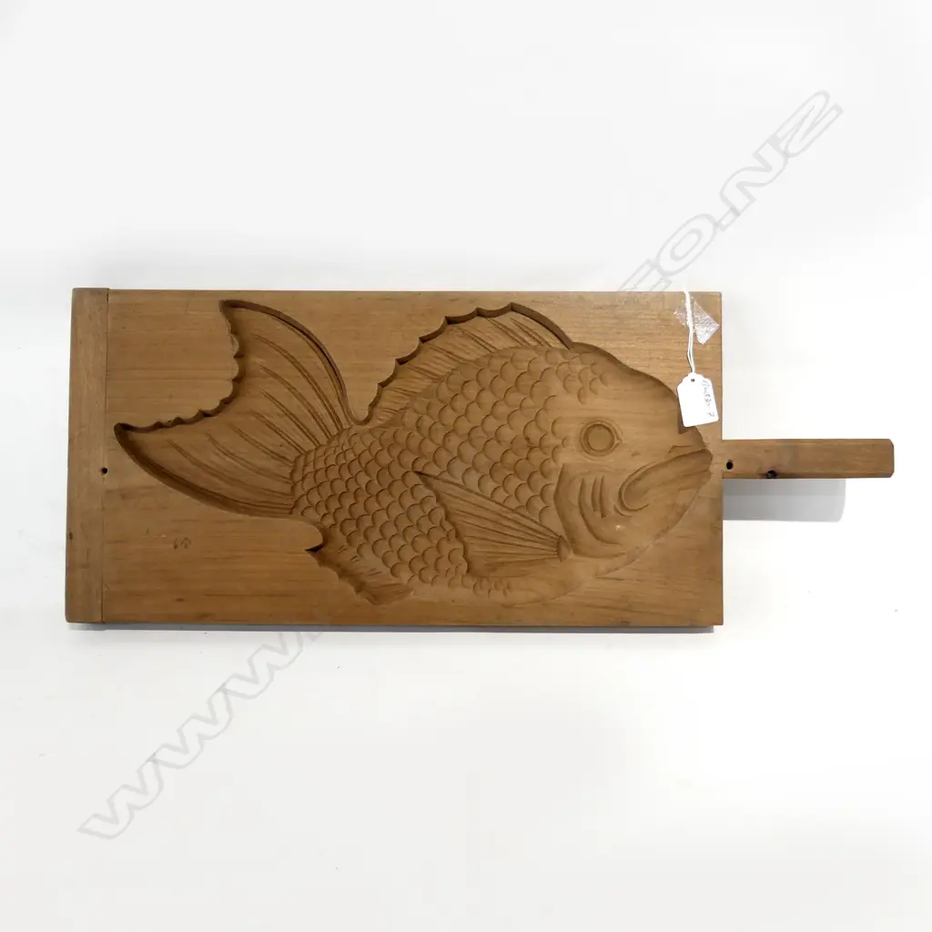 OLD JAPANESE WOODEN CARVED FISH MOLD L.590mm Image 1++