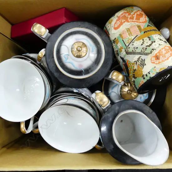 BOX LOT ORIENTAL TEA SET ETC