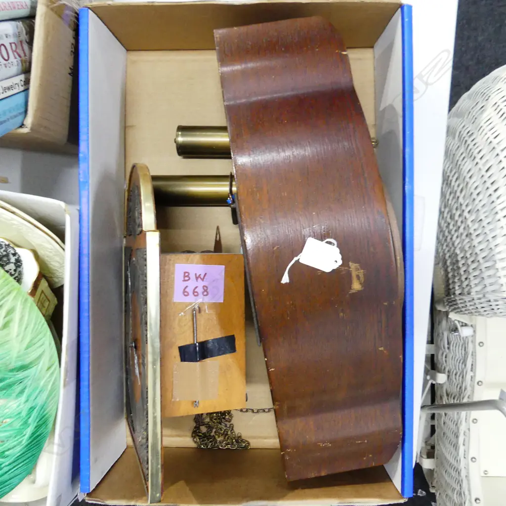 2 VINTAGE CLOCKS; DECO MANTLE W.505mm + 'TEMPUS FIGIT' WALL CLOCK Image 1++