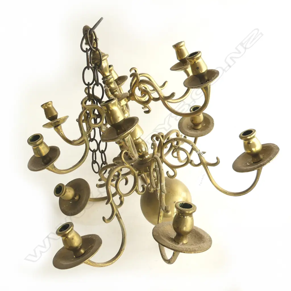 REPRODUCTION BRASS CHANDELIER. 6 UPPER AND 6 LOWER BRANCHES Image 1++