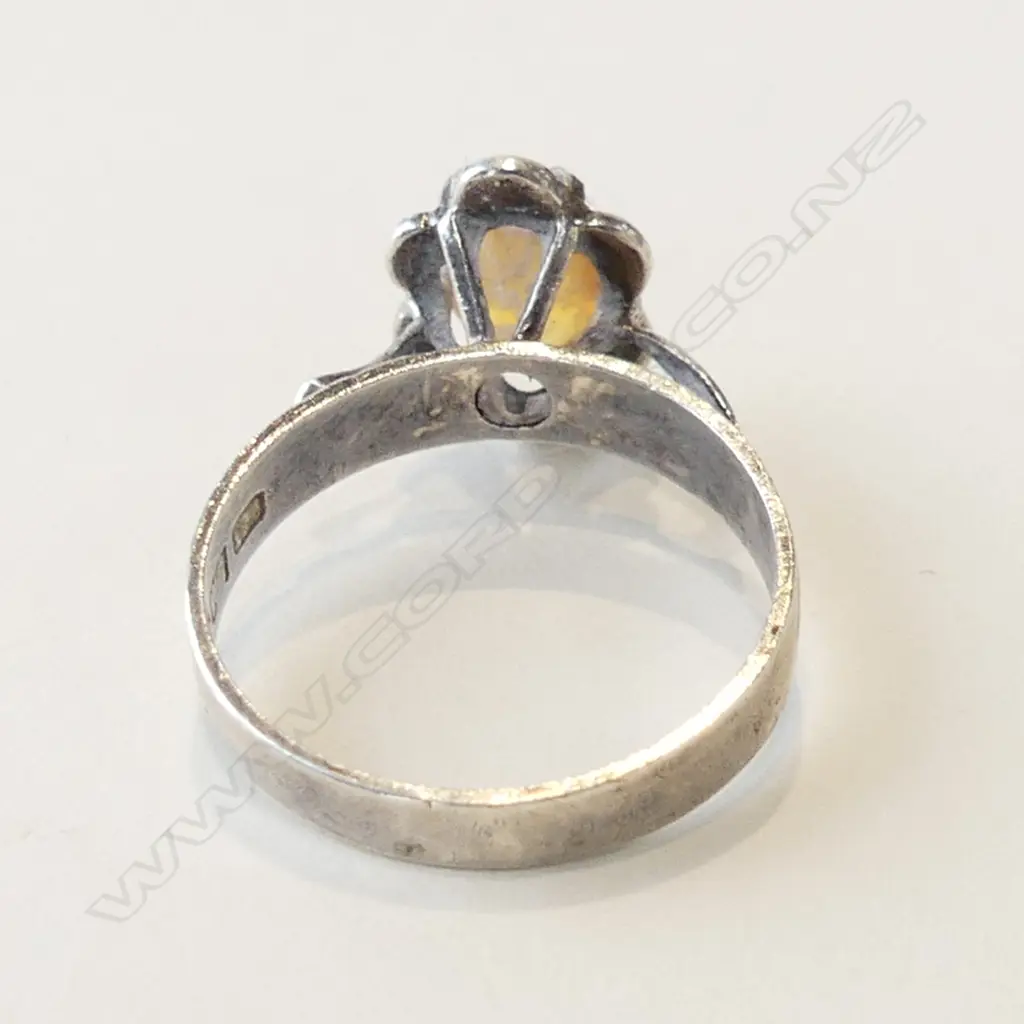SILVER & COLOURED STONE RING SIZE N Image 1++